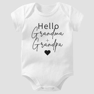 Hello Grandma and Grandpa Custom Baby Onesie® - Pregnancy Announcement Baby Onesie®, Baby Name Onesie®, Personalized Baby Girl Shirt