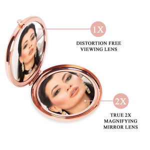 I Love You Mom Rose Gold Compact Mirror and Cute Sticker Combo - Unique and Thoughtful Gift for Mother's Day, Birthday, Christmas, Valentine's Day, or Anniversary