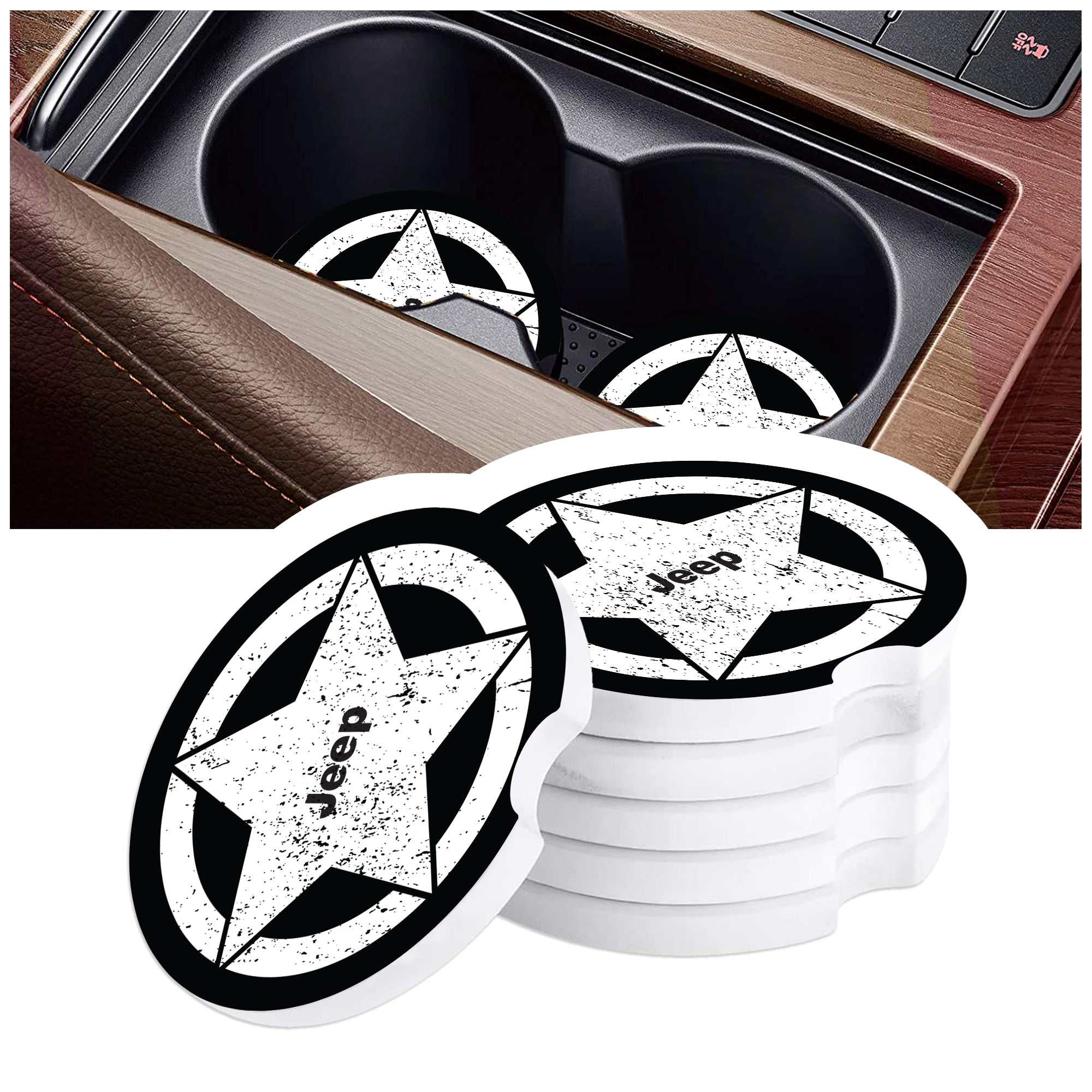 Jeep Car Coasters, Wrangler Car Coasters, Jeep Sandstone Car Coasters, Jeep Accessories, Jeep Assorted Car Coaster
