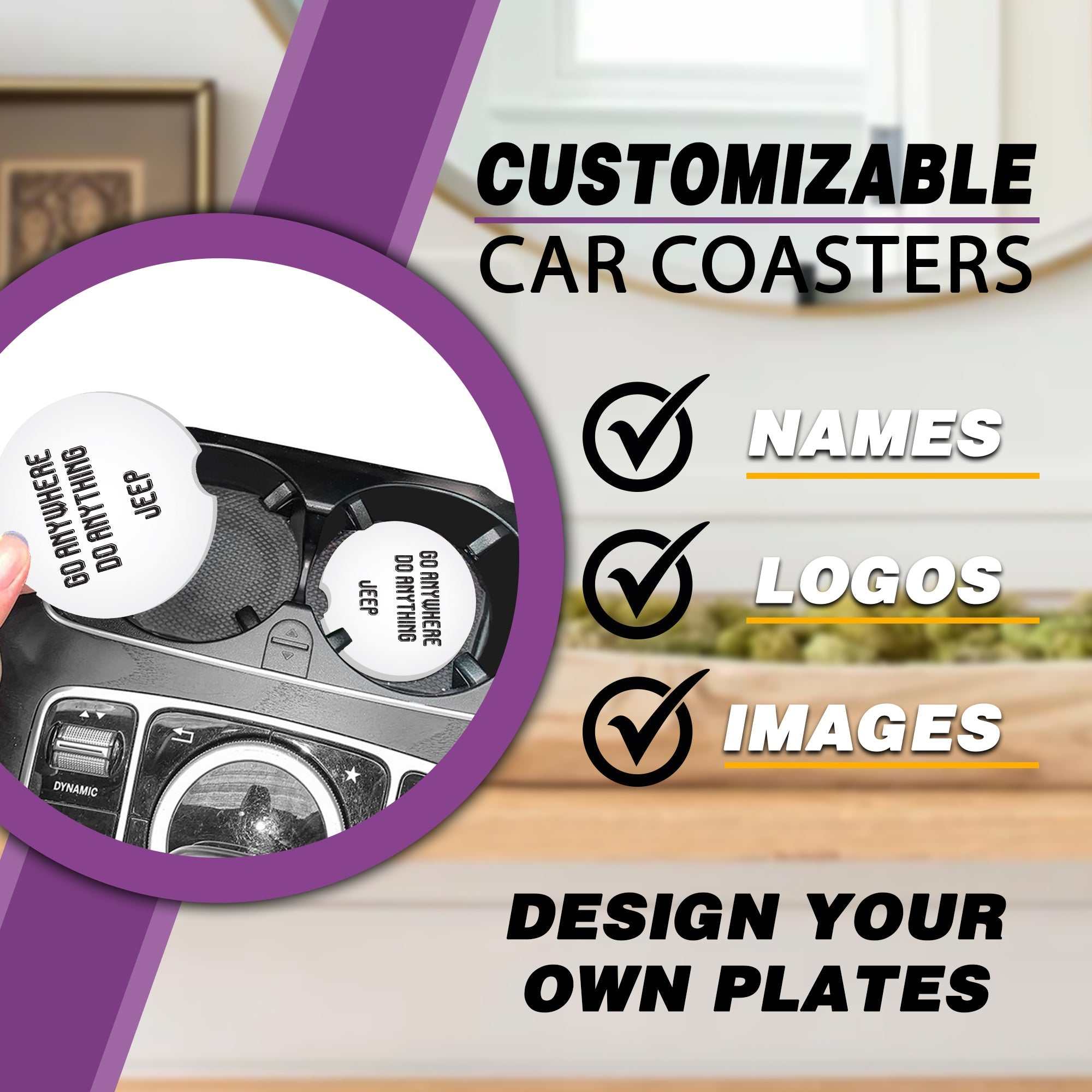 Jeep Sandstone Car Coasters, Wrangler Car Coasters, Jeep Car Coasters, Jeep Accessories, Jeep Assorted Car Coaster