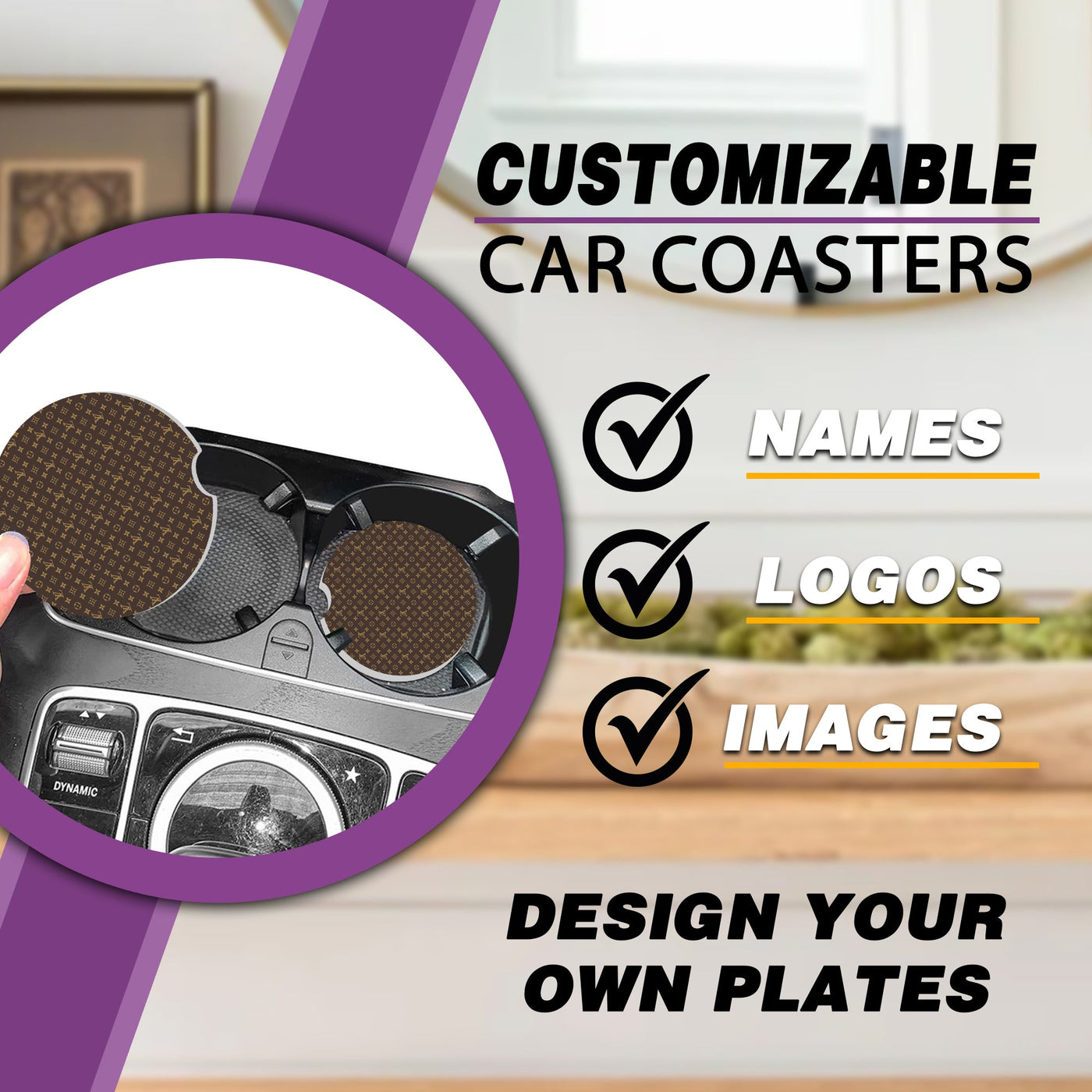 LV Designer Car Coasters- Car Accessories – Miracle Prints