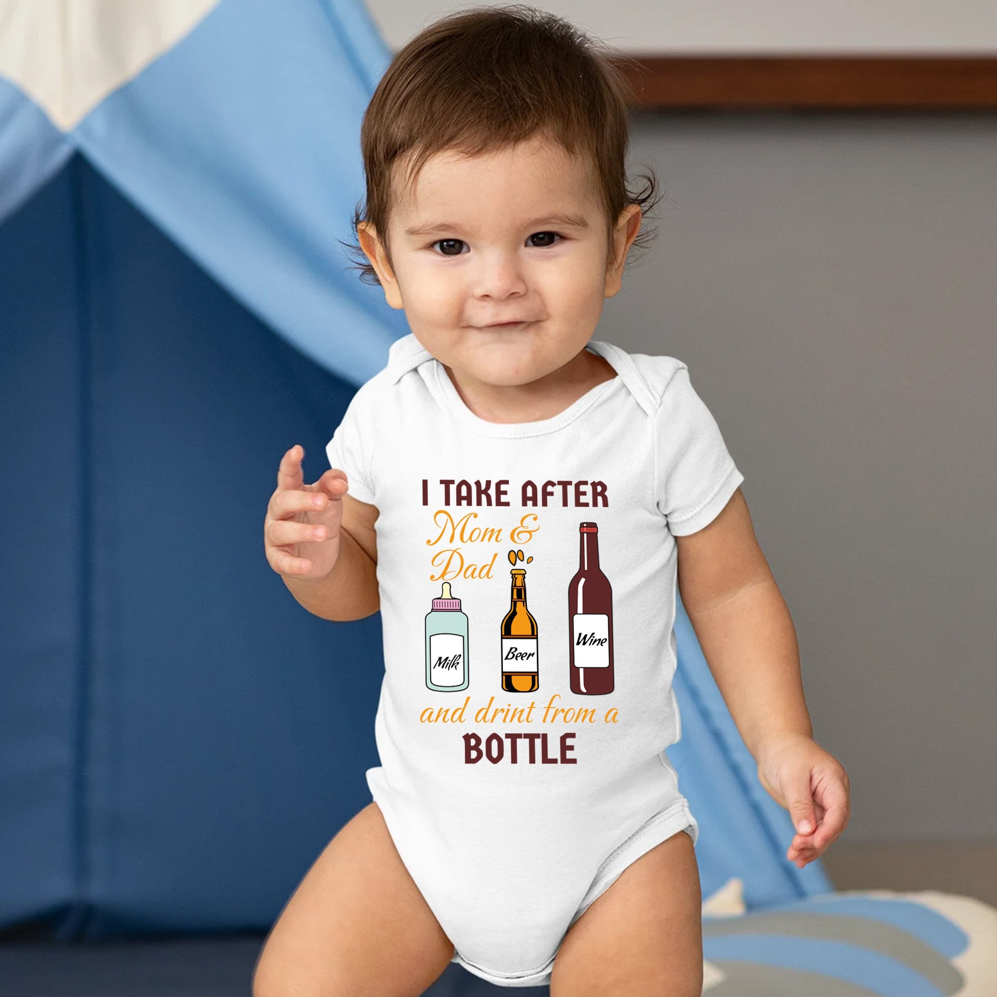 Mom and Dad Drinking, Funny Baby Onesie®, Pregnancy Announcement Baby Onesie®, Baby Name Onesie®, Personalized Baby Girl Shirt