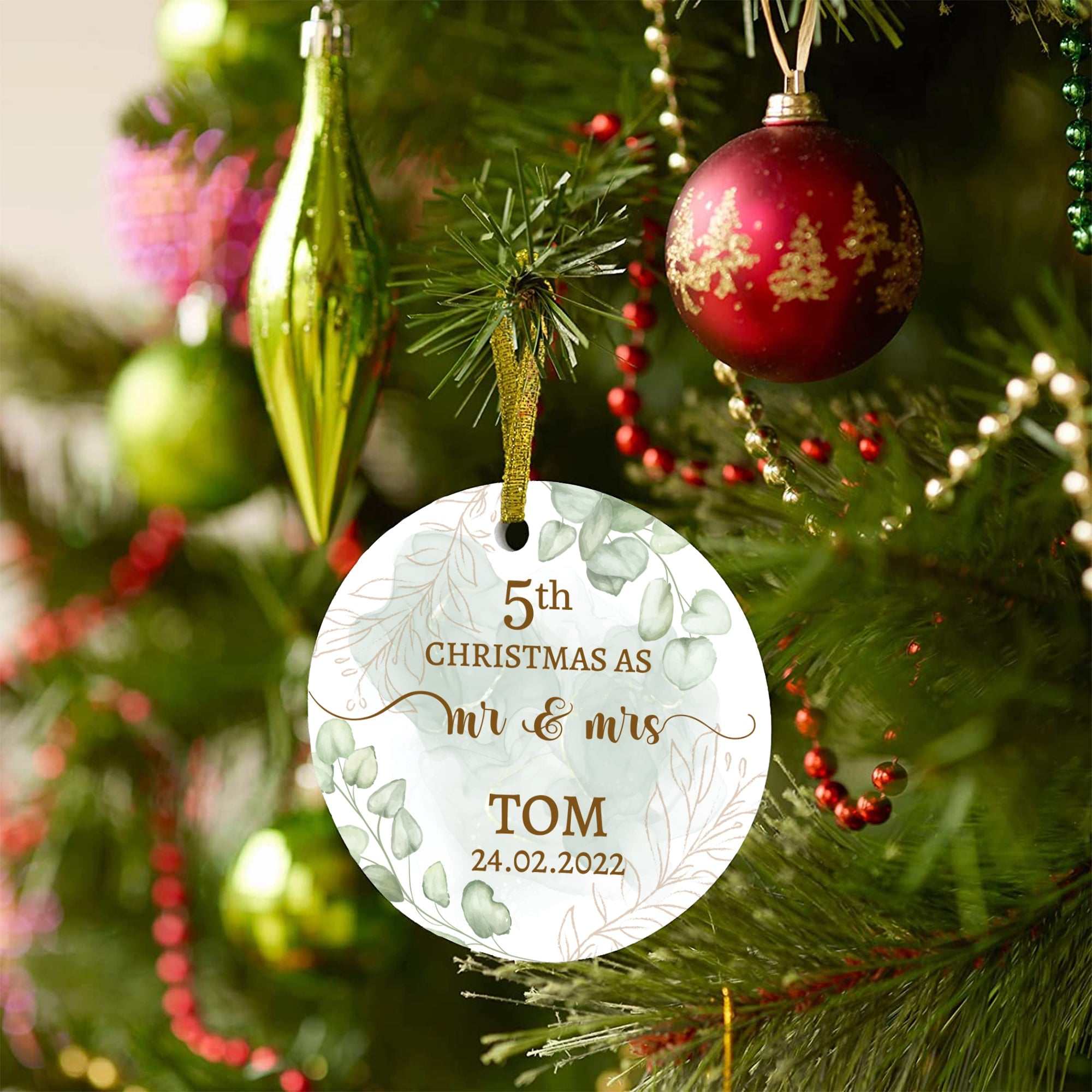 Mr. & Mrs. Christmas Ornament, Christmas Ornament, Personalized gifts for Couple, Personalized ceramic ornament