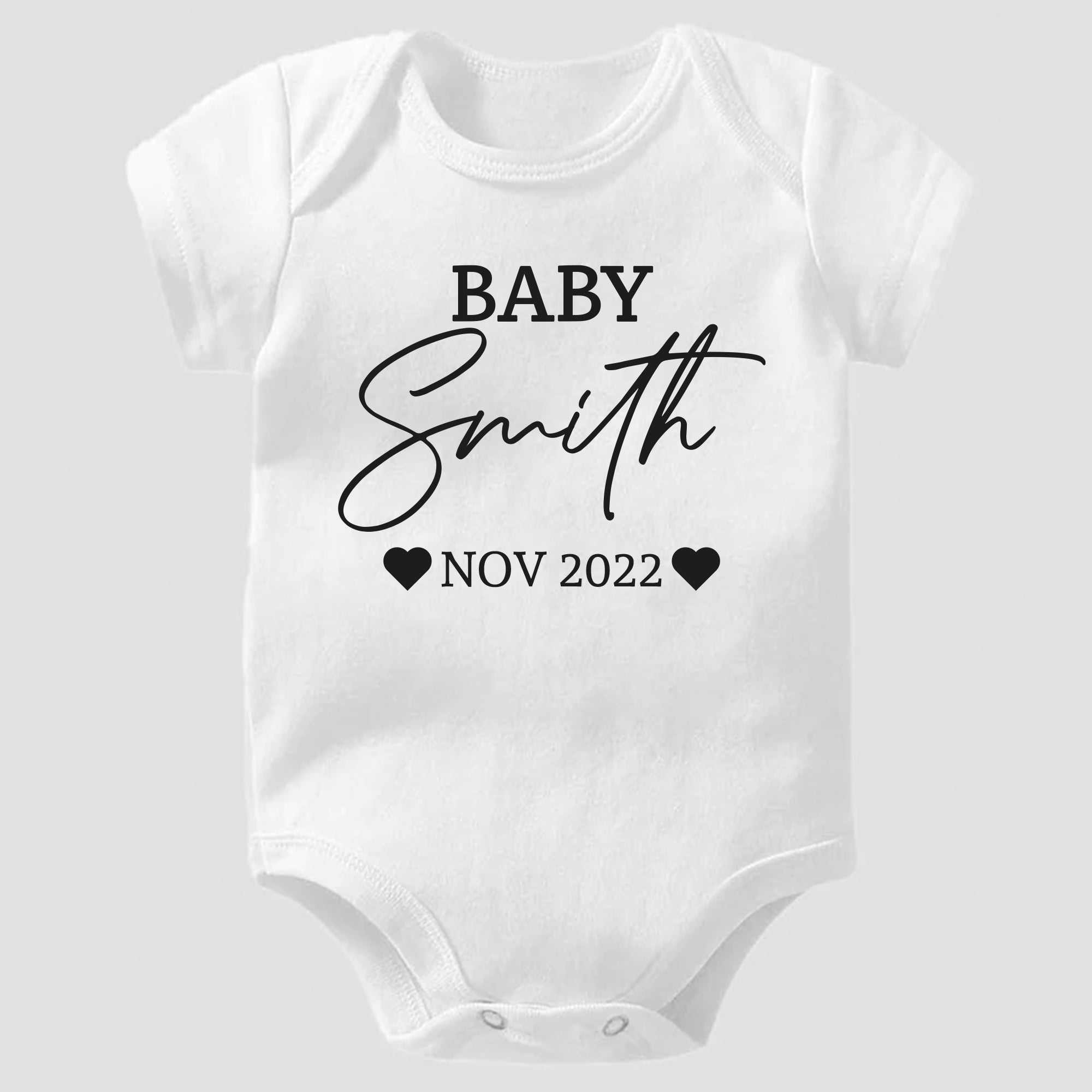 Personalised Last Name Announcement Baby bodysuit, Personalized Onesie, Custom Image Baby Shirt, Custom Baby Tee