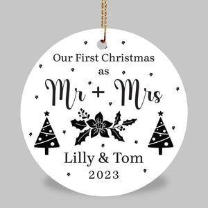 First Christmas Ceramic Ornaments, Mr. and Mrs. Ornaments, Customized ornament, Personalized ornament, Newlyweds, wedding anniversary, keepsakes