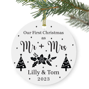 First Christmas Ceramic Ornaments, Mr. and Mrs. Ornaments, Customized ornament, Personalized ornament, Newlyweds, wedding anniversary, keepsakes
