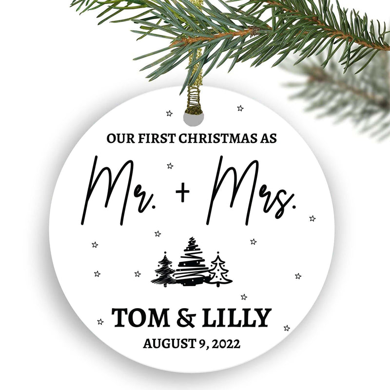 First Christmas Ceramic Ornaments, Mr. and Mrs. Ornaments, Personalized ornament, Newlyweds, wedding anniversary, keepsakes