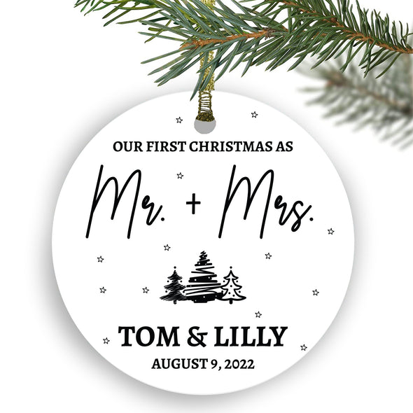 First Christmas Ceramic Ornaments, Mr. and Mrs. Ornaments, Personalized ornament, Newlyweds, wedding anniversary, keepsakes