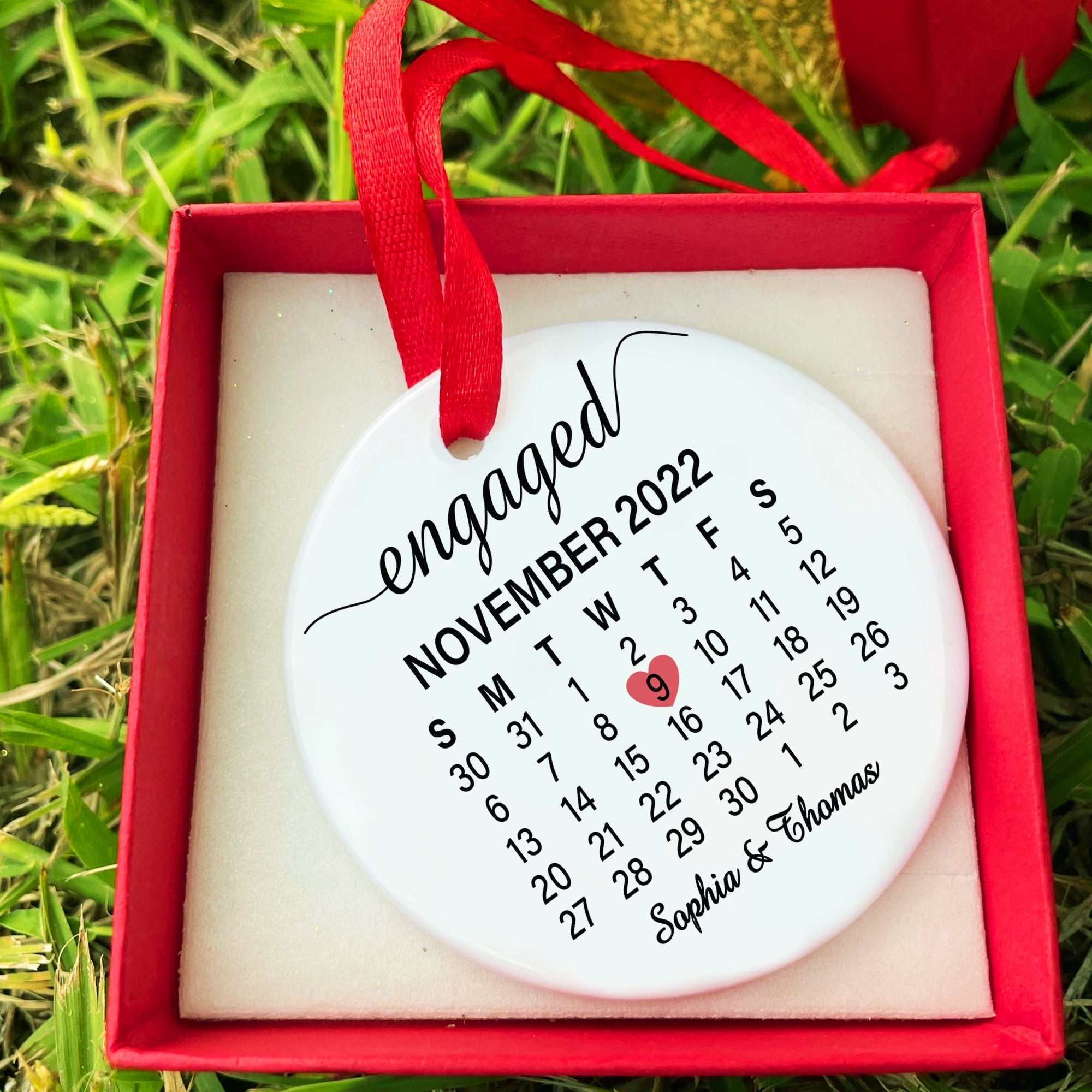 Personalized Engaged Ornament, Engagement Ornament, Ceramic Ornament, Engagement Announcement Ornament, Personalized gifts