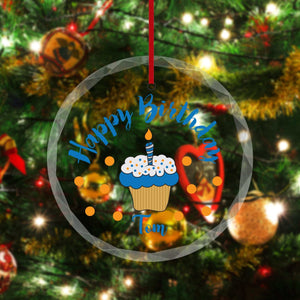 Personalized glass birthday Ornaments, boys glass birthday Ornaments, girls glass birthday Ornaments, Glass Ornament