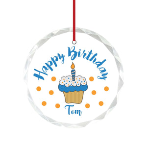 Personalized glass birthday Ornaments, boys glass birthday Ornaments, girls glass birthday Ornaments, Glass Ornament