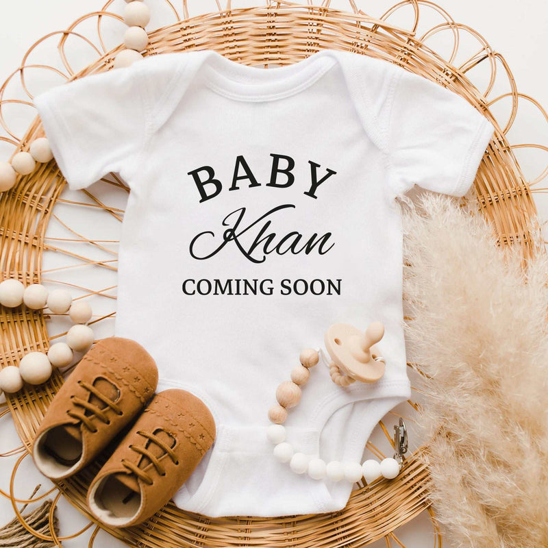 Personalized Last Name Announcement Baby Onesie® - Pregnancy Announcement Baby Onesie®, Baby Name Onesie®, Personalized Baby Girl Shirt