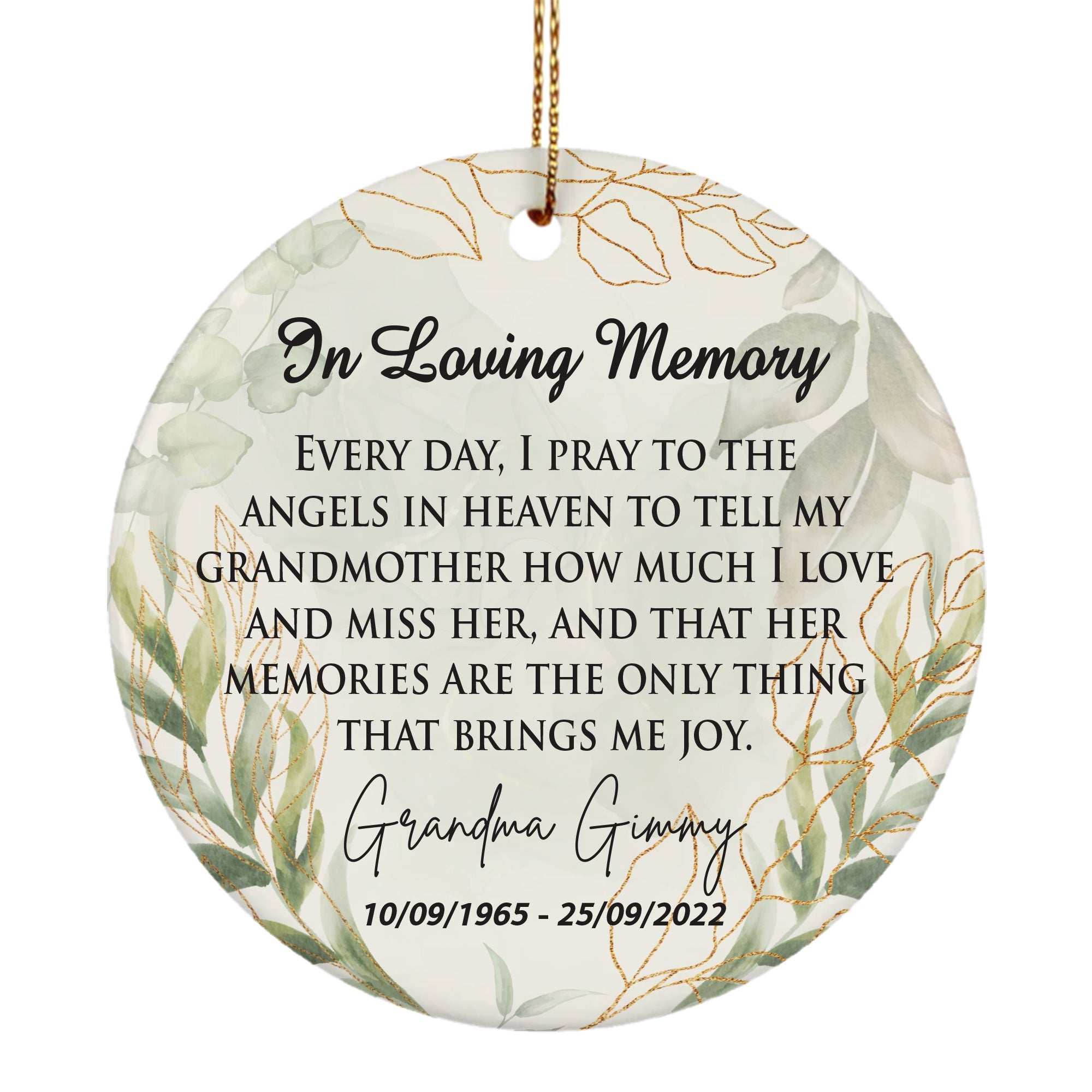 Personalized Memorial Christmas Ornament - Custom In Loving Memory Christmas Ornament - Ceramic Ornament