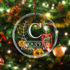 Personalized Ornaments with Family Name, Customized Ornaments for Couples, Wedding Anniversary Glass Ornaments, Christmas Holiday