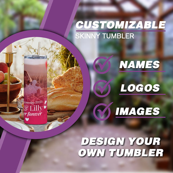 Personalized tumbler, Custom tumbler, Customized tumbler, Personalized gift, Tumbler with Straw, Skinny Tumbler 