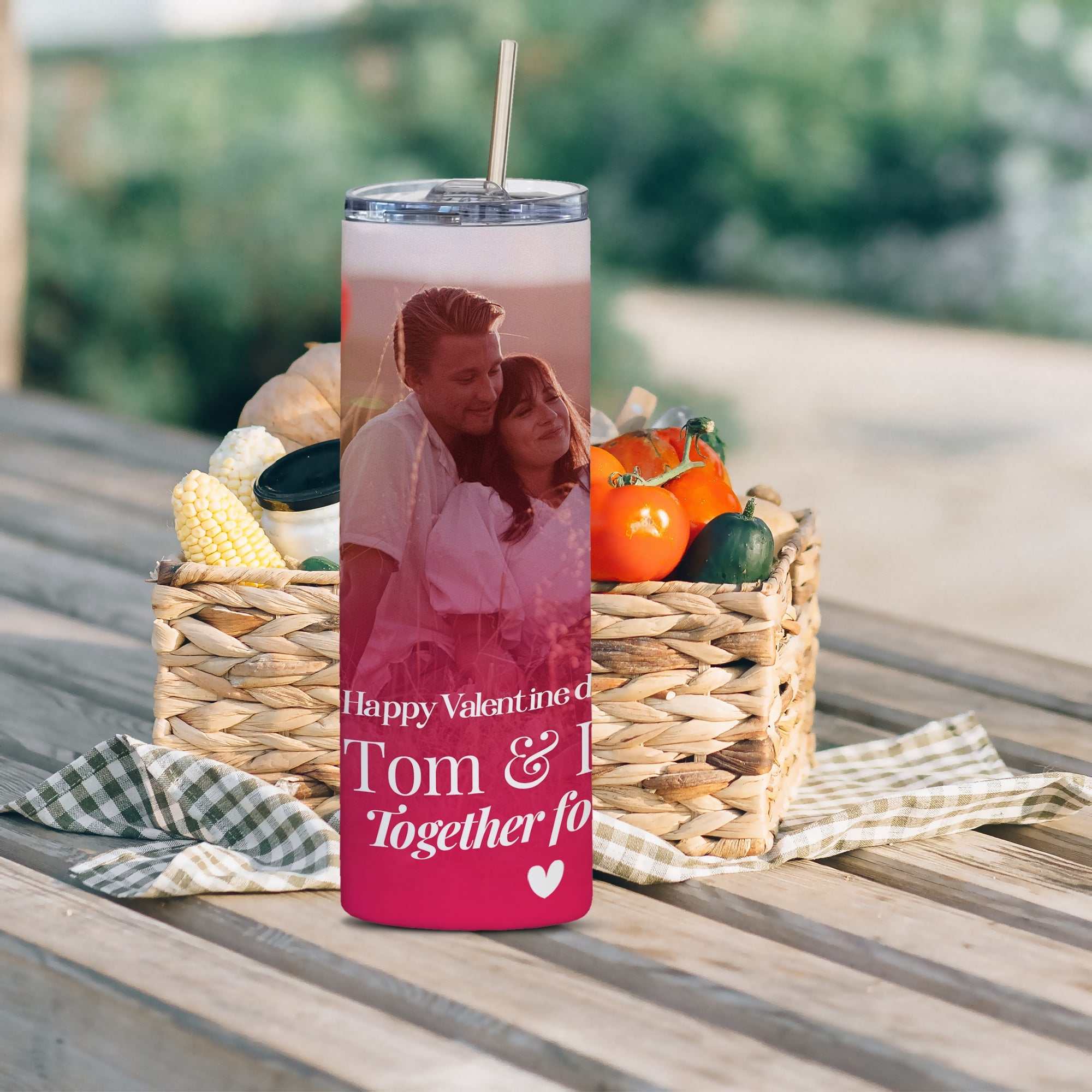 Personalized Photo Tumbler, Custom Valentines Tumbler wrap, 20oz Skinny Photo Tumbler Gift For Women, Valentine's Day Gifts, Memorable Gift