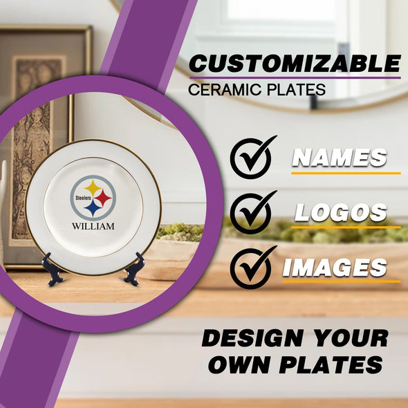 Steelers Ceramic Plate, Custom Pittsburgh Steelers Plate, Steelers Decor, Steelers Fan Gift, Steelers Room Decor