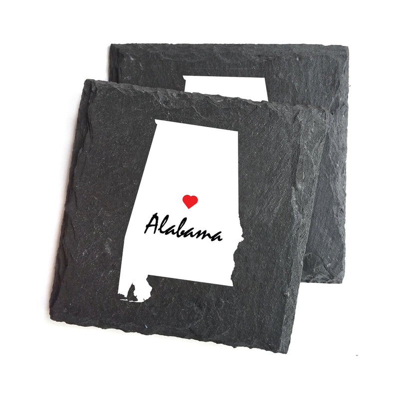 Personalized State Coasters Set, Home State Coasters, Map Coasters, Housewarming Gift, Custom Coaster, State With Heart, Set Of 4 Black Coaster