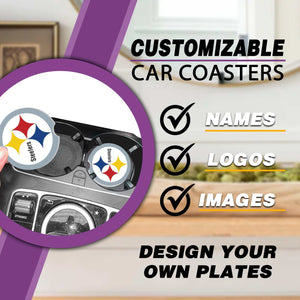 Pittsburgh steelers gifts, Steelers accessories, Personalized steelers gifts, Steelers birthday gift, Steelers fan, Personalized Car Coaster