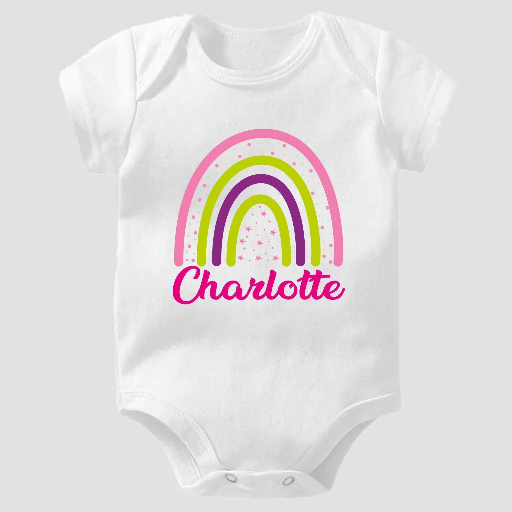 Rainbow Custom Baby Onesie® - Pregnancy Announcement Baby Onesie®, Baby Name Onesie®, Personalized Baby Girl Shirt