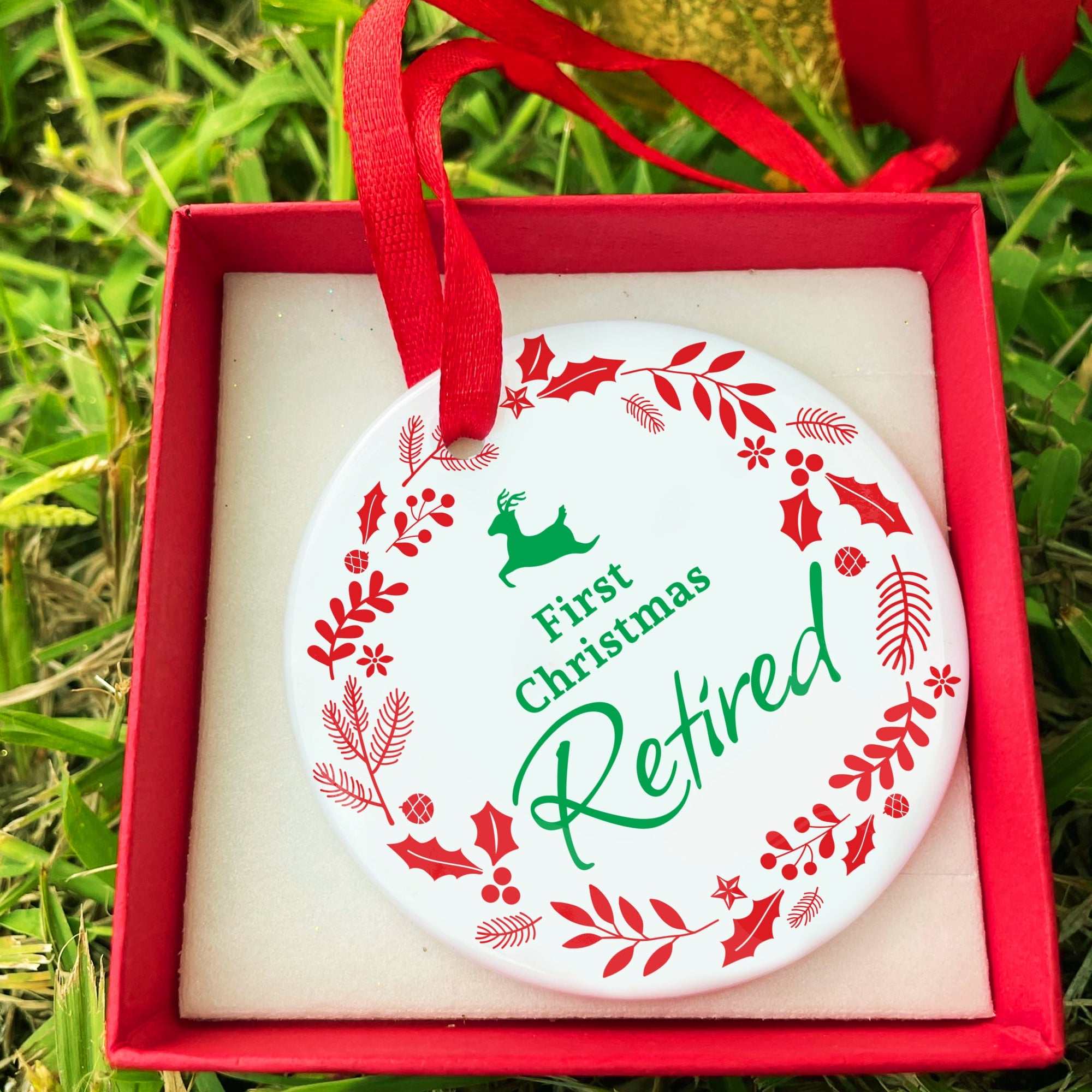 Retirement Christmas Ornament, First Year Retired, The Christmas Ornaments, Personalized christmas Ceramic Ornaments