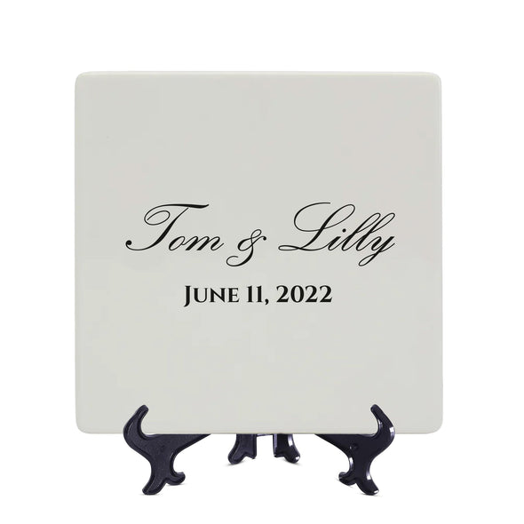 Personalized Anniversary Square Plate, Custom Anniversary Plate With Couple Name, Personalized Anniversary Gift 