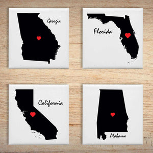 State Drink Coasters - Personalized Set of 4 Ceramic Coasters- Ceramic coaster