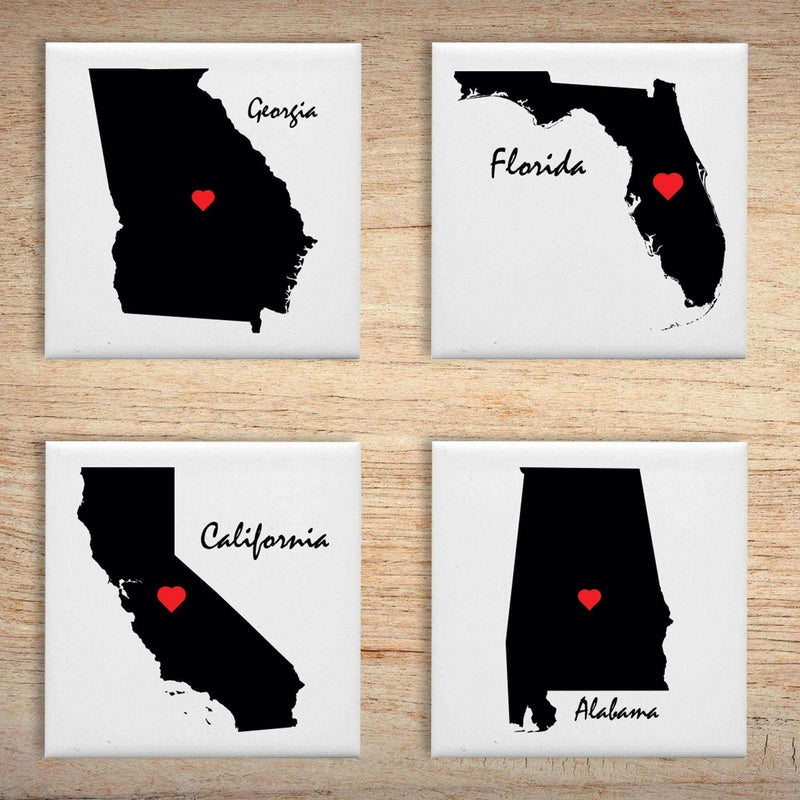 State Drink Coasters - Personalized Set of 4 Ceramic Coasters- Ceramic coaster