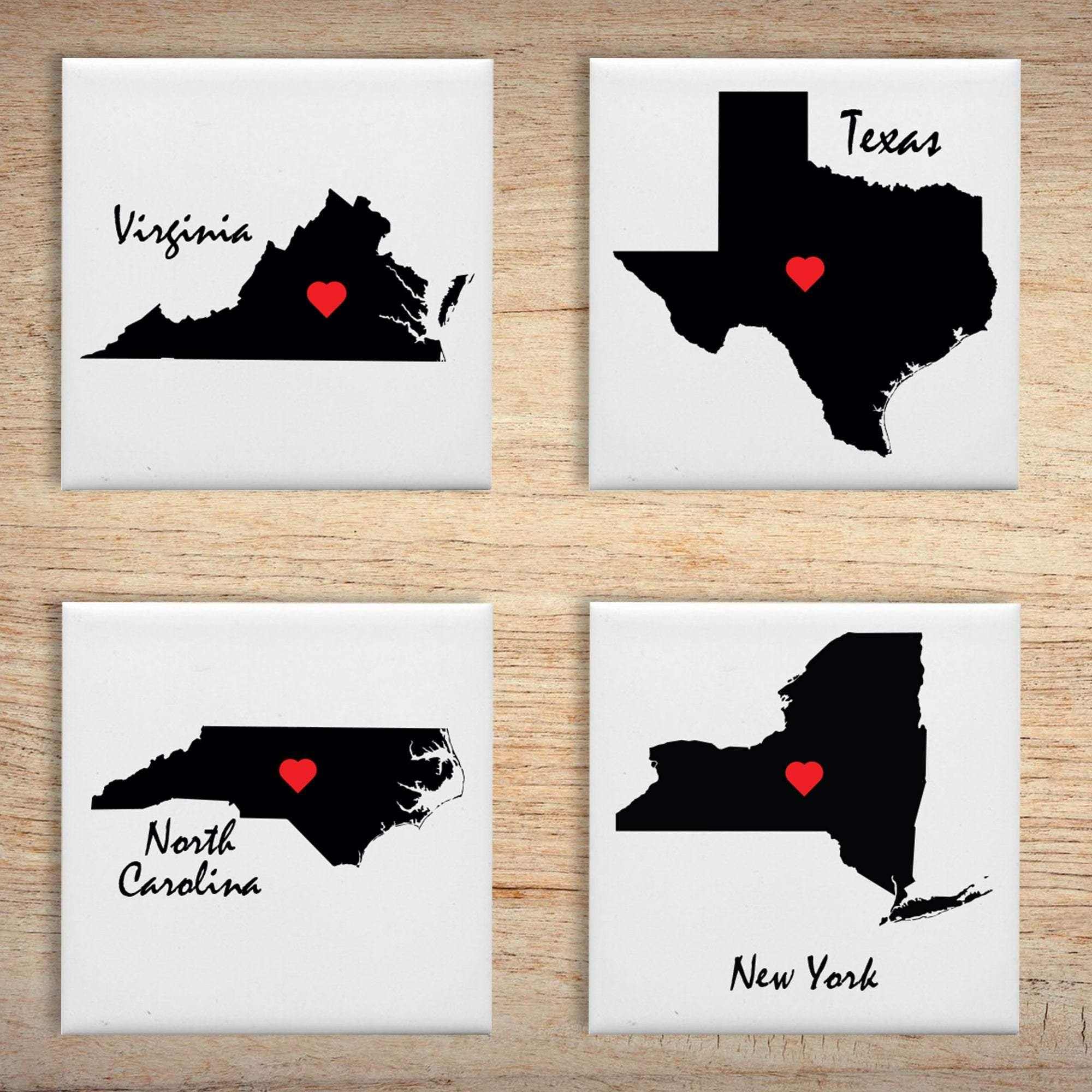 State Drink Coasters - Personalized Set of 4 Ceramic Coasters- Ceramic coaster