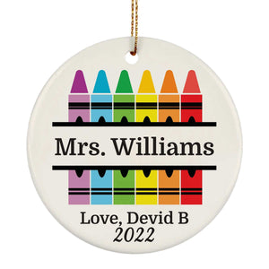 Teacher Christmas Ornament, Personalized Teacher Christmas Ornament, Teacher Gift, Ceramic Ornaments, Teacher retirement