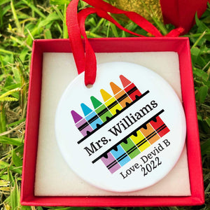 Teacher Christmas Ornament, Personalized Teacher Christmas Ornament, Teacher Gift, Ceramic Ornaments, Teacher retirement