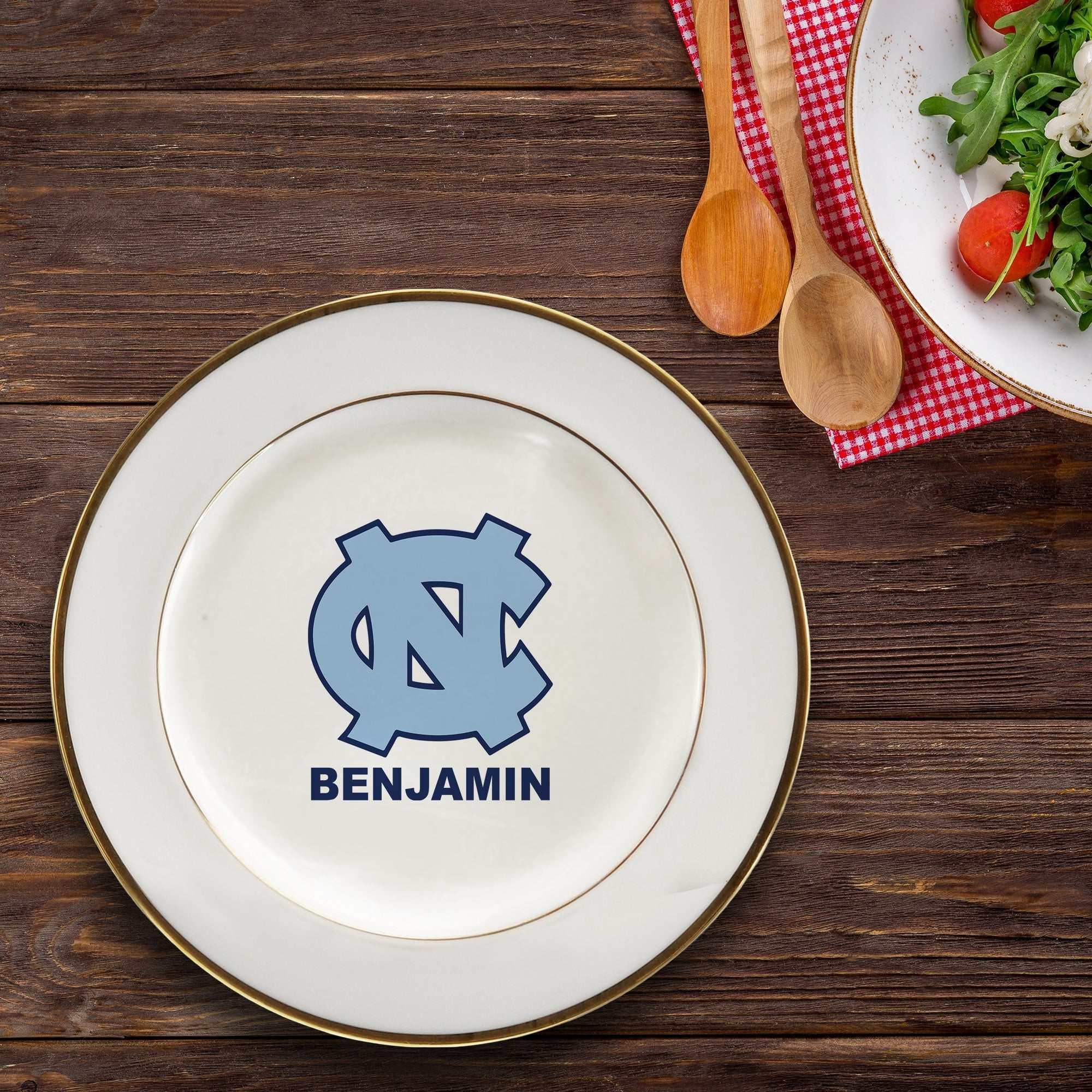 Personalized UNC Tarheels Ceramic Plate Decor UNC Tar Heels Fan Plate.