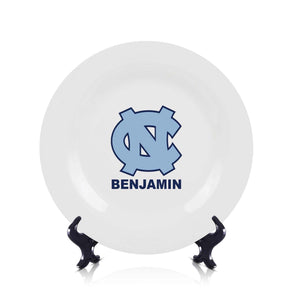 Personalized UNC Tarheels Ceramic Plate Decor UNC Tar Heels Fan Plate.