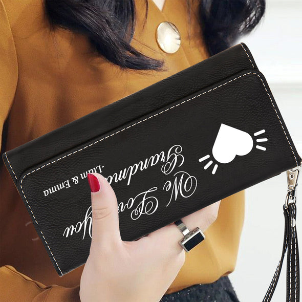 Women's Leather Wallet, Personalized Leather Wallet, Personalized Mother Gift, Mother's Day Gift, Gift for Her, Gift for Mom