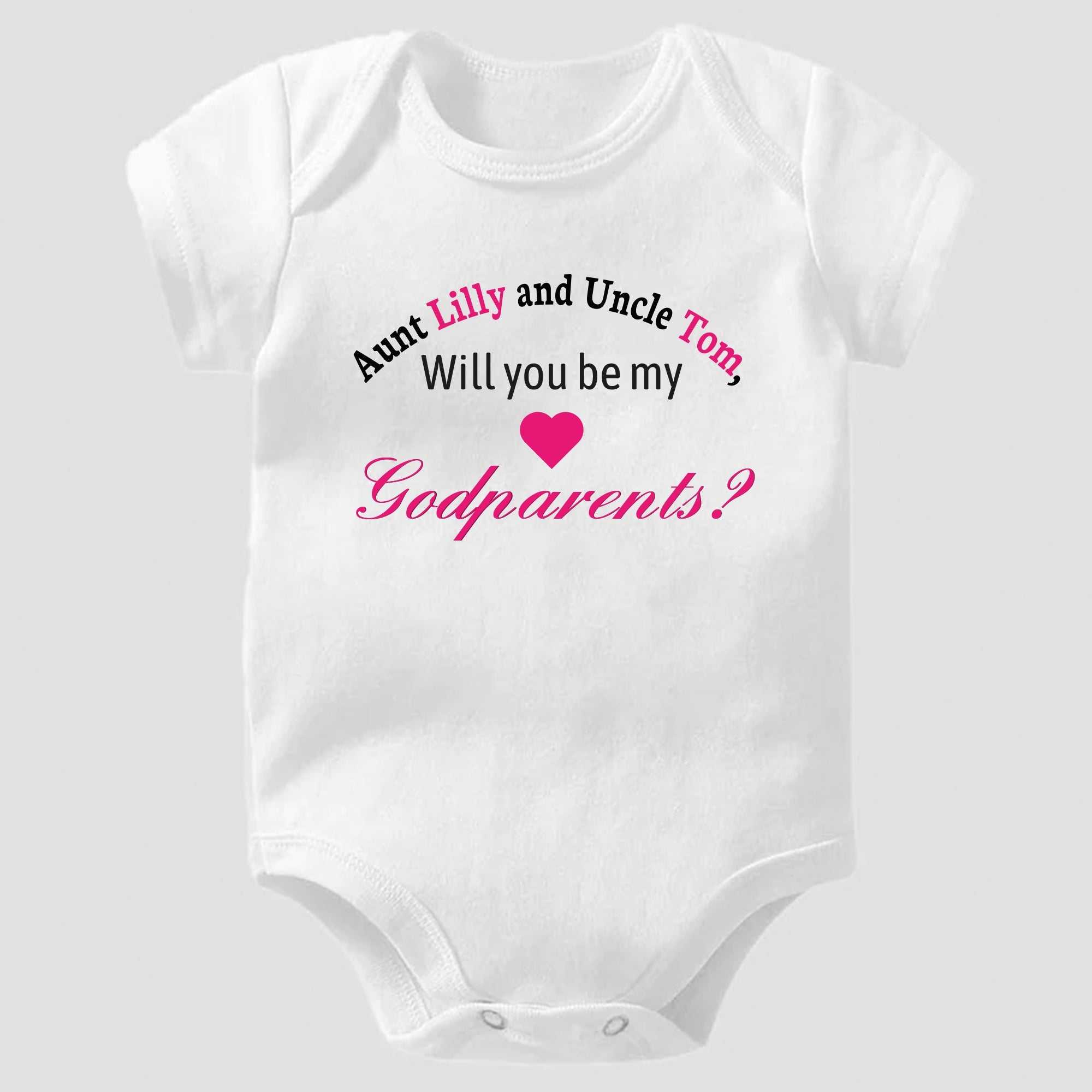 Will You Be My Godparents Baby Onesie®, Pregnancy Announcement Baby Onesie®, Baby Name Onesie®, Personalized Baby Girl Shirt